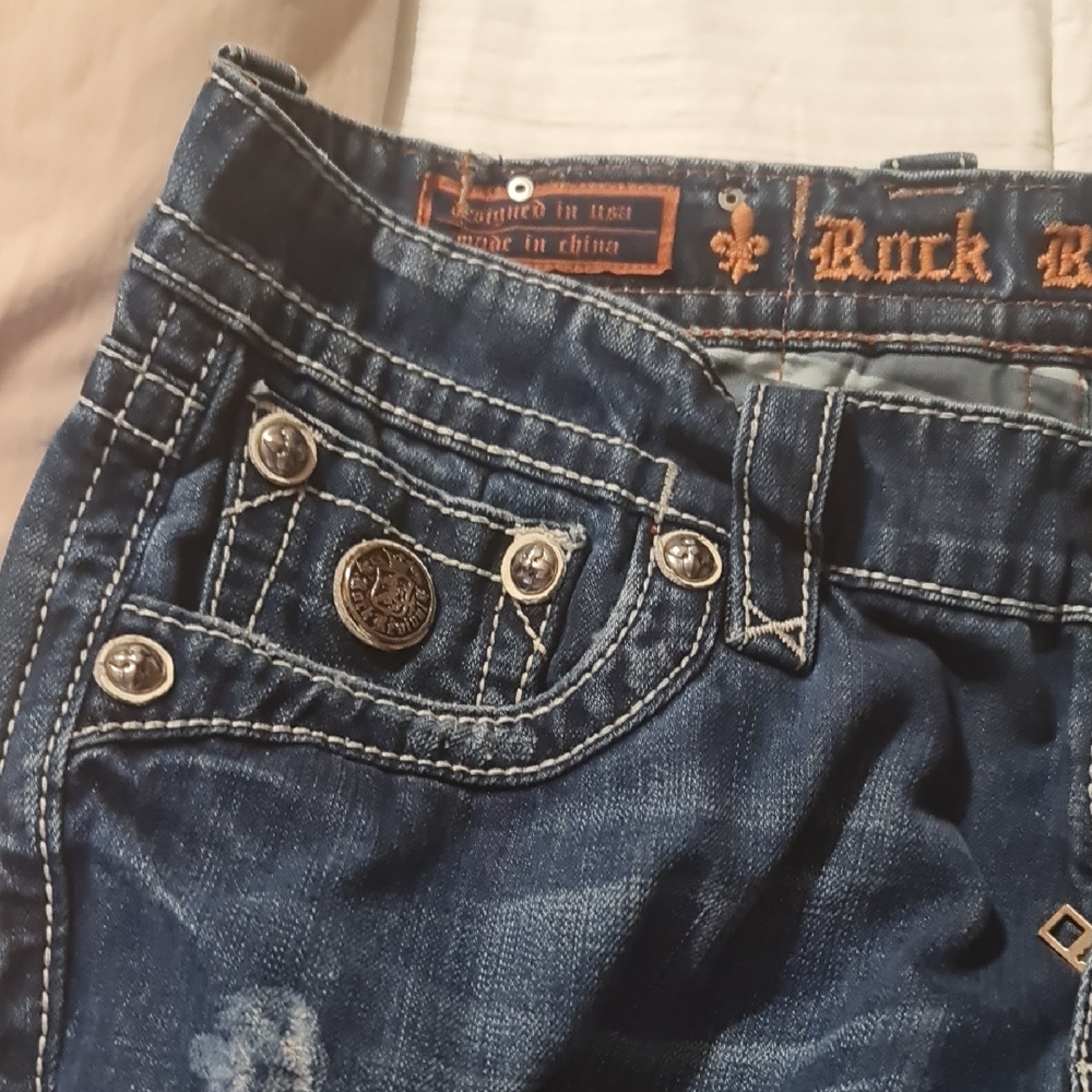 Rock Revival Men's Dark Blue Straight Jeans - Picture 3 of 5